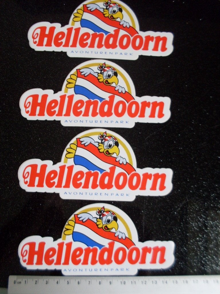 4x sticker avonturen park hellendoorn logo piraat papegaai, Verzenden, Zo goed als nieuw, Bedrijf of Vereniging