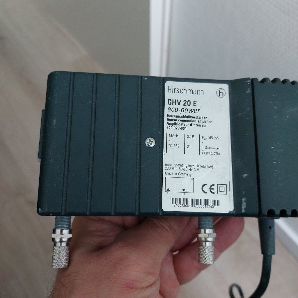 Hirschmann GHV 20E eco-power antenneversterker + splitters, Ophalen of Verzenden, Gebruikt