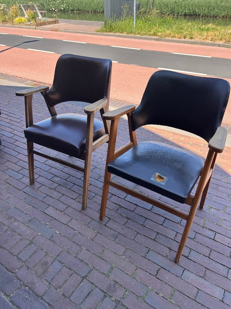 Twee vintage design stoelen uit de jaren '60/'70, Ophalen, Gebruikt, Twee, Bruin