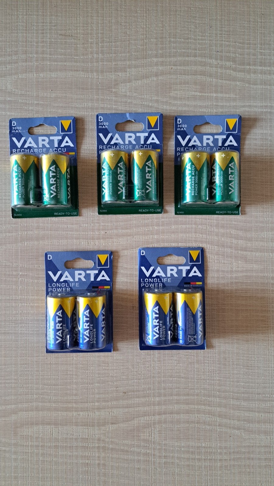 VARTA D BATTERIJEN OPLAADBARE EN GEWONE SETJES, Ophalen of Verzenden