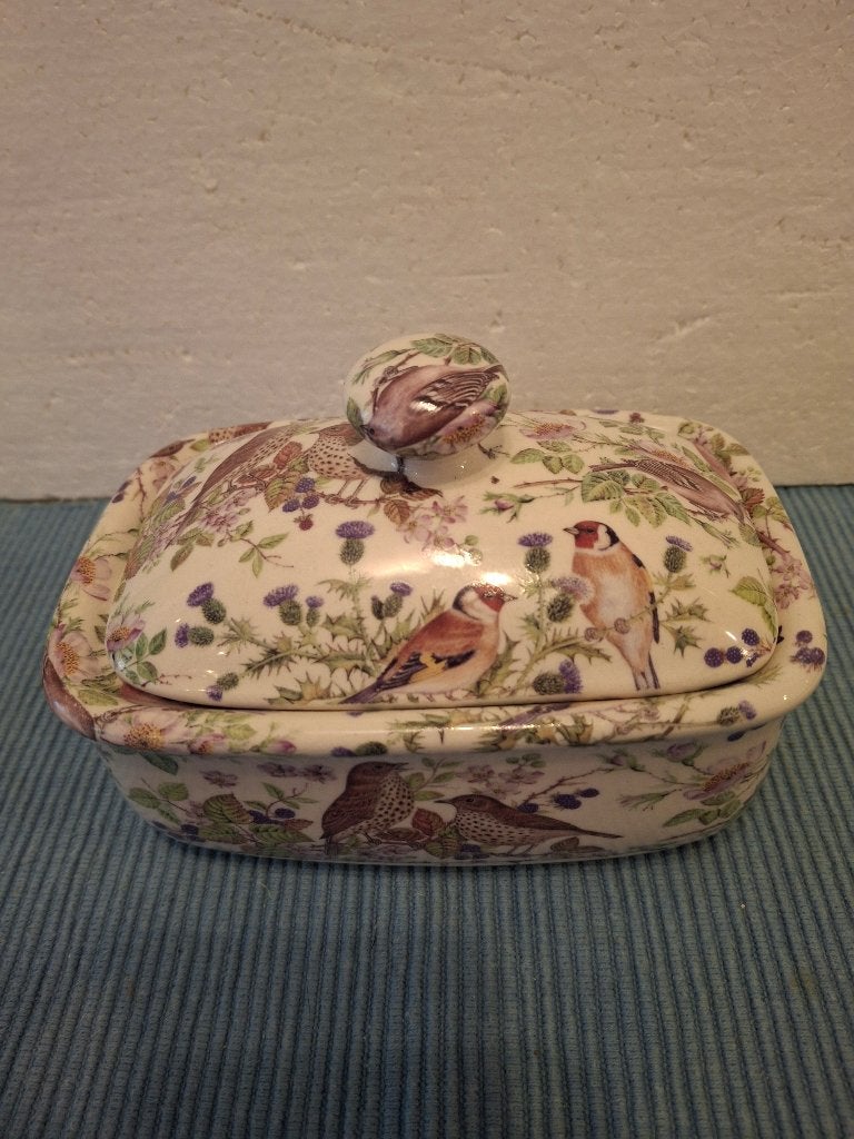 Heron Cross Pottery Staffordshire - botervloot met vogeltjes, Staffordshire England, --, Overige typen, Nieuw