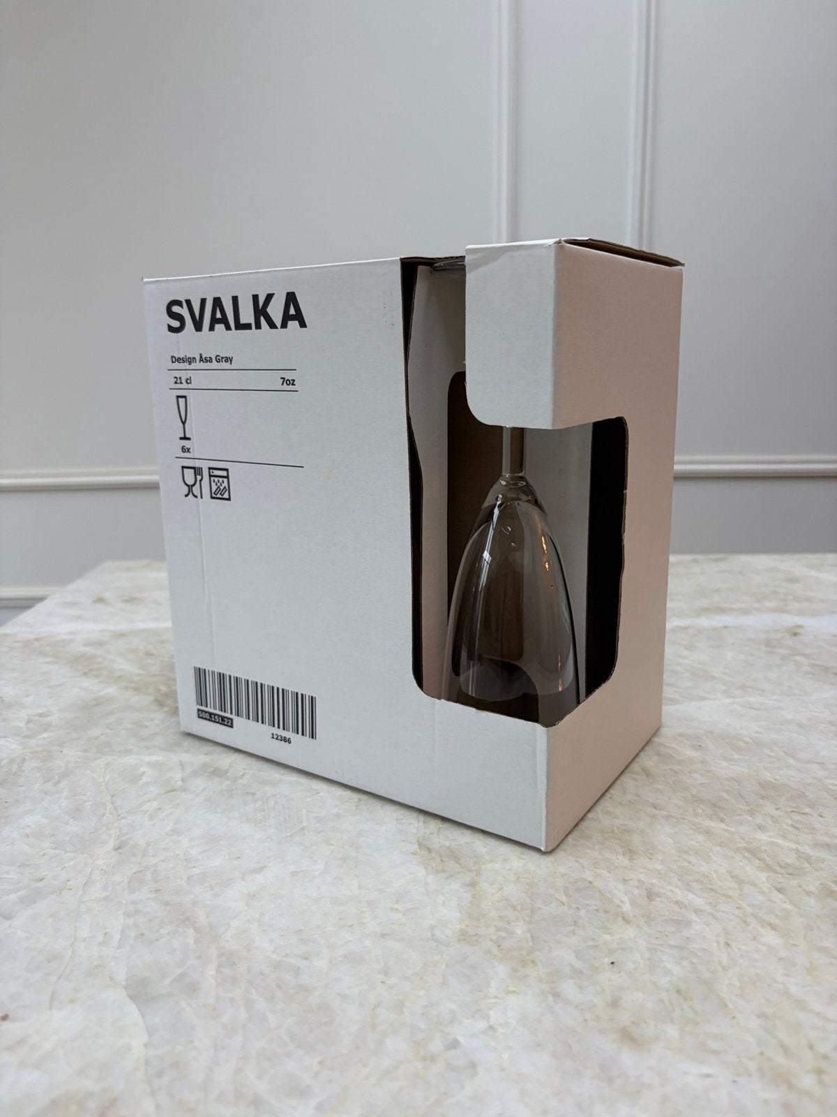 IKEA SVALKA Wijnglazen - 6 stuks, 21 cl, Design Åsa Gray, Ophalen, IKEA, Zo goed als nieuw, Grijs