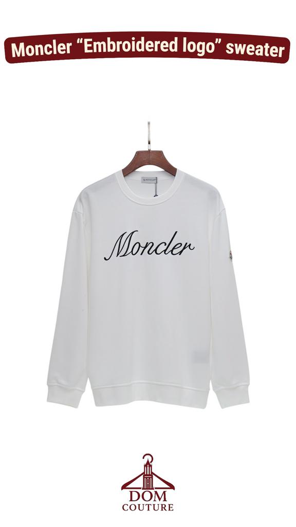 Moncler “Embroidered” logo trui sweater wit Maat M L, Ophalen of Verzenden, Wit