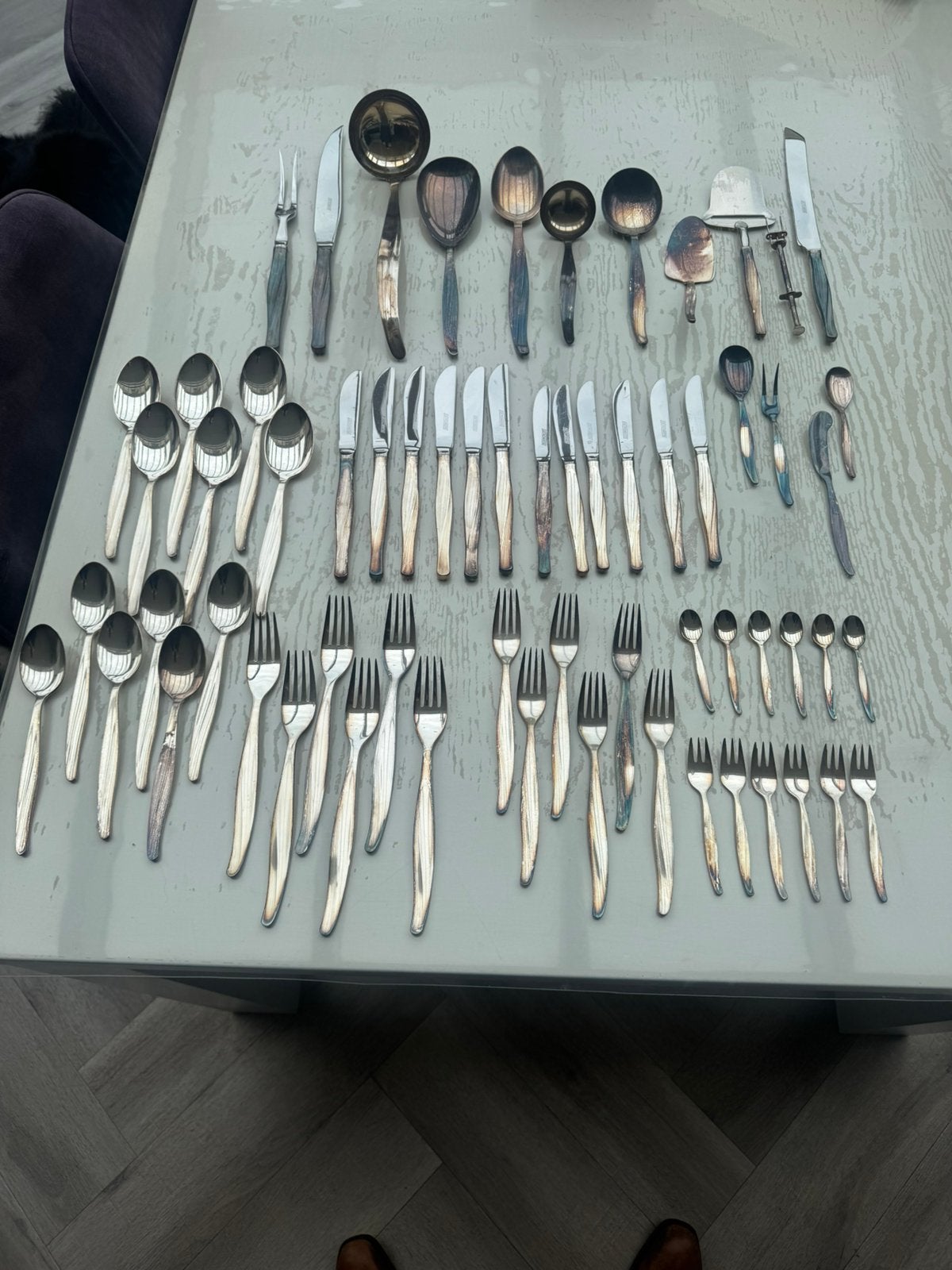 Verzilverd  gero bestek 6 personen en toebehoren, Antiek en Kunst, Ophalen