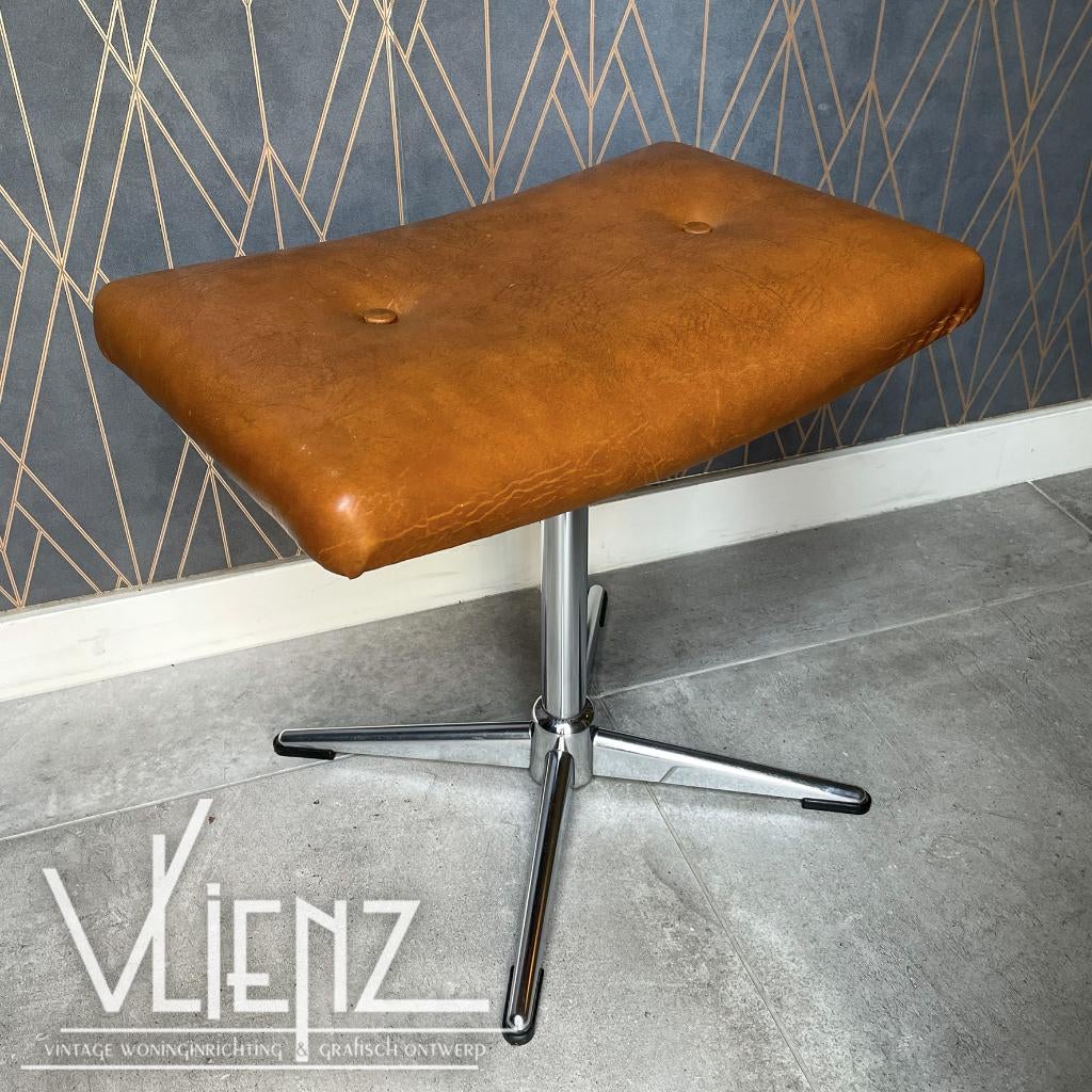 Vintage draaikruk, pianokruk verchroomde voet, Verzamelen, Retro, Huis en Inrichting, Ophalen