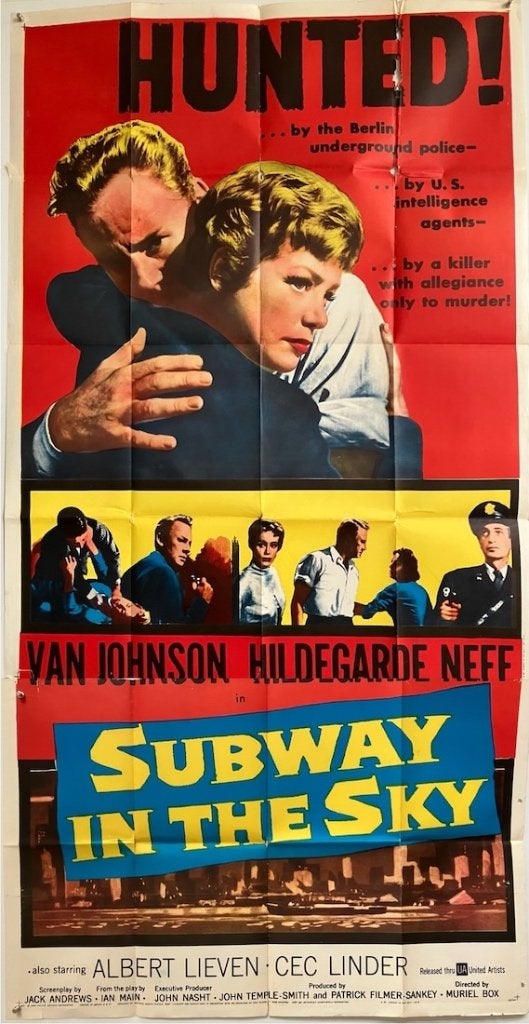 Subway in the Sky (1959) - Originele filmposter, Verzamelen, Verzenden, Zo goed als nieuw, A1 t/m A3, Film en Tv