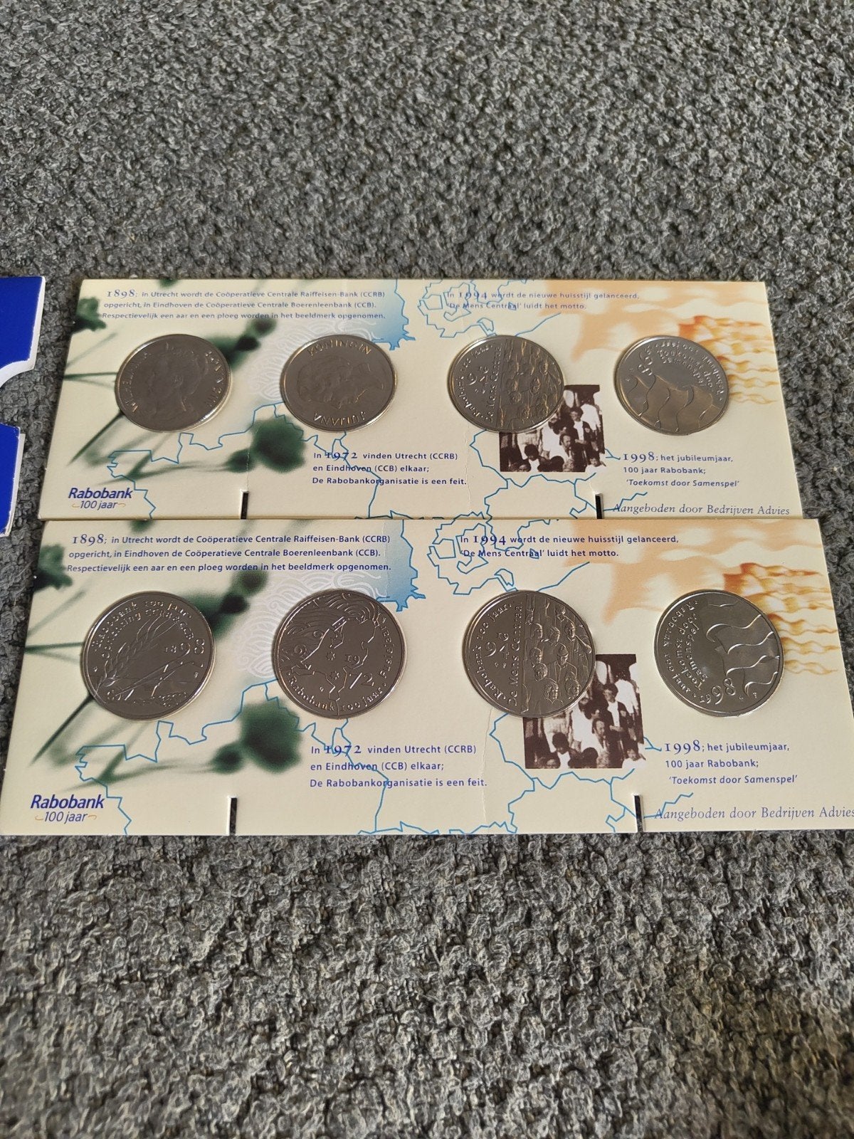 2 sets Rabobank 100 jaar munten, Ophalen of Verzenden, Nederland, Munten