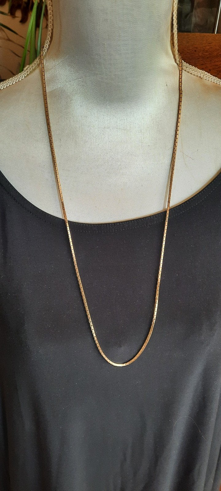 Vintage  ketting, box schakel, 18 karaat gold filled., Ophalen of Verzenden, Goud, Ketting