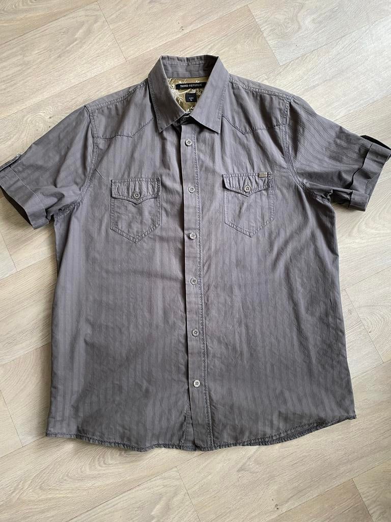 Grijze blouse Third Republic maat L, Kleding | Heren, Ophalen of Verzenden, Gedragen, Grijs, Halswijdte 41/42 (L)
