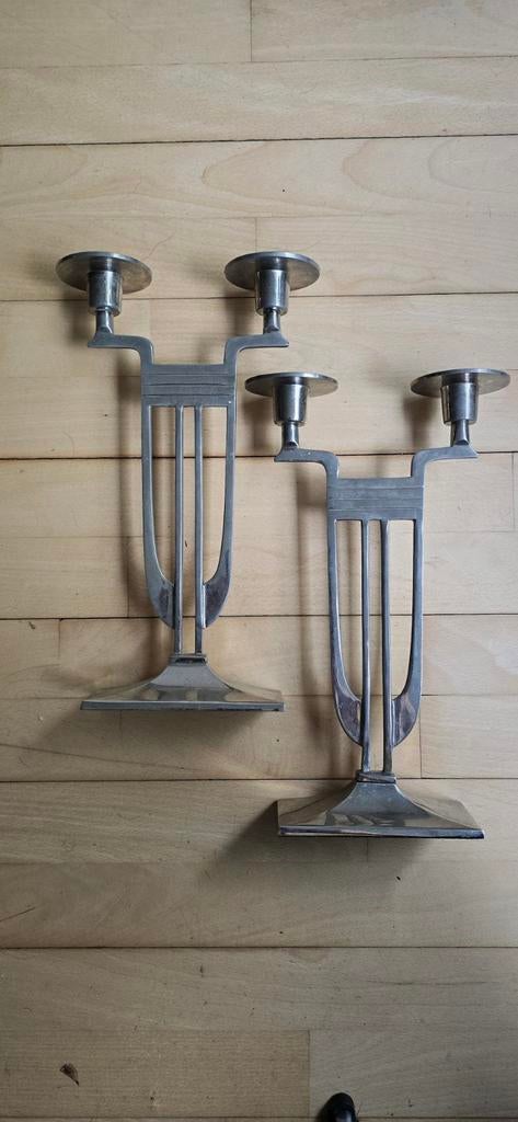 Set van 2 Art Deco kandelaars, Antiek en Kunst, Antiek | Kandelaars, Ophalen of Verzenden