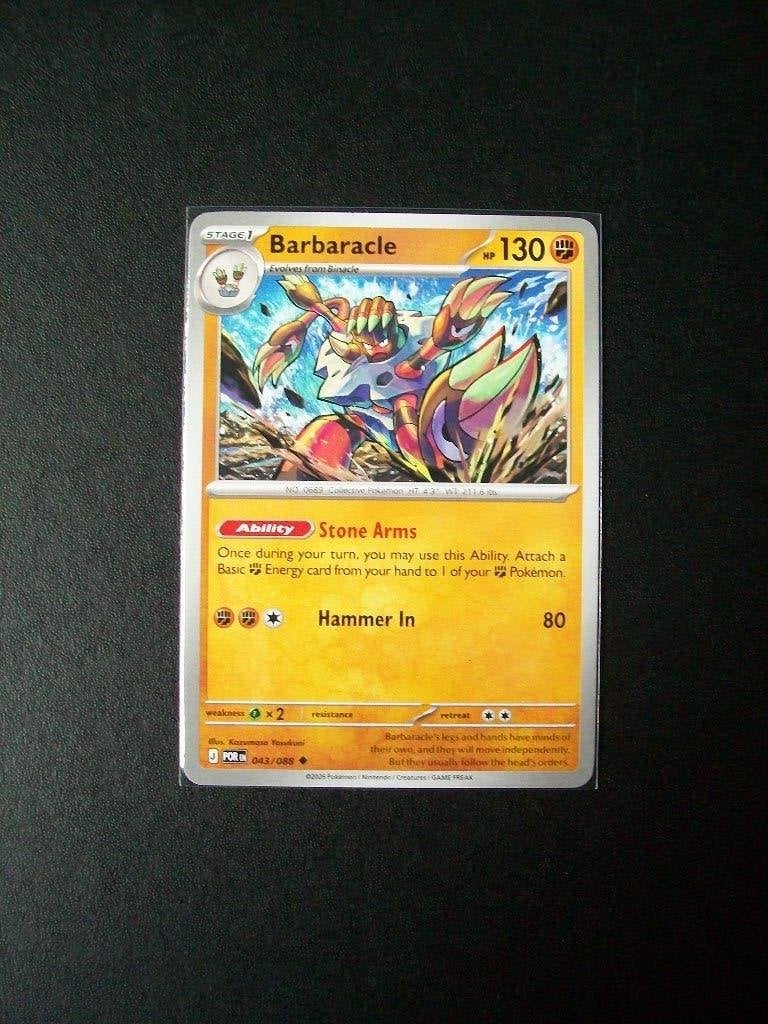 3968. Nieuwe Pokemon Kaart BARBARACLE HP 130 (043/088), Verzenden, Nieuw, Losse kaart