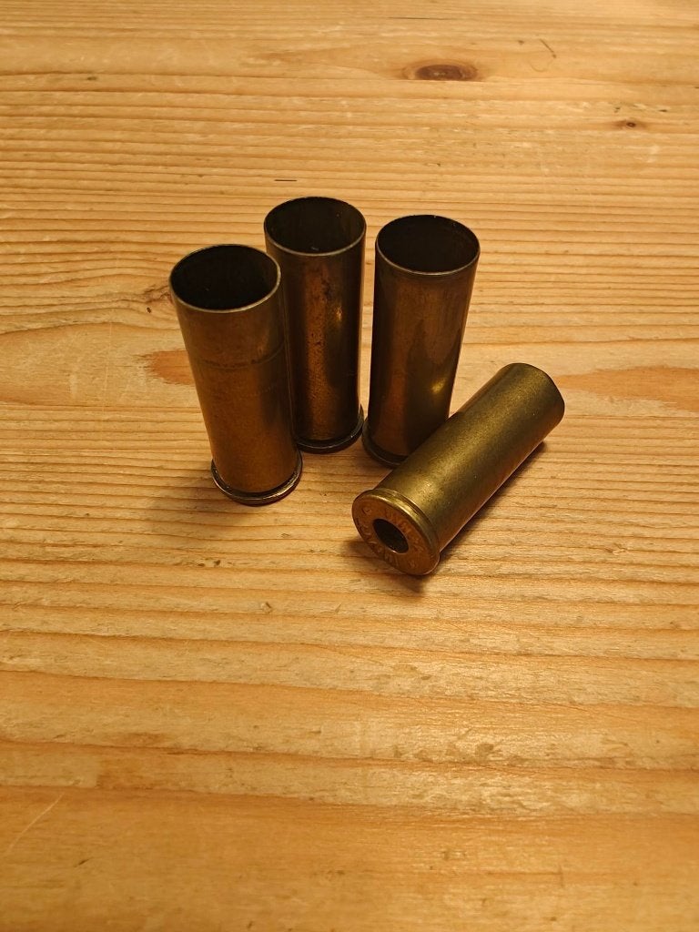 3 verschillende lege hulzen .44 Magnum, Ophalen of Verzenden, Landmacht, Nederland, Hulzen of Bodemvondsten
