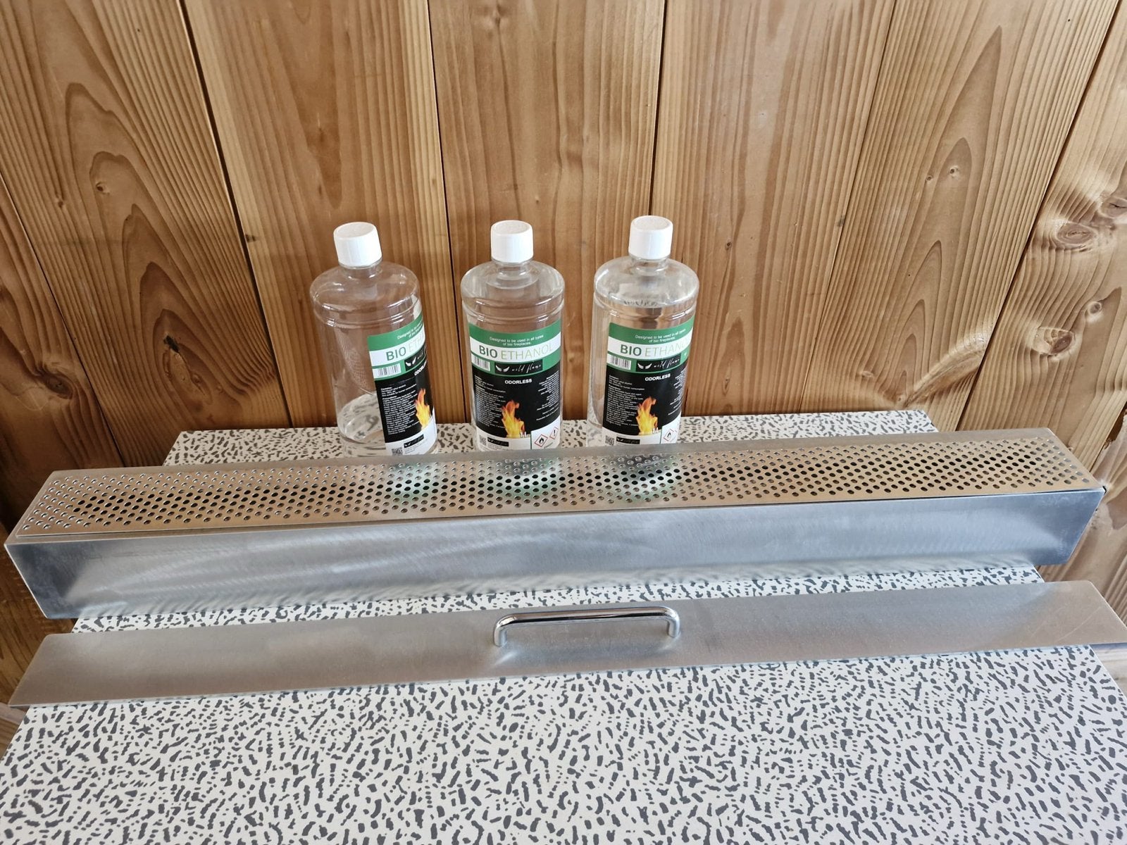 Bio-ethanol haardbrander met 2 volle flessen bio-ethanol, Ophalen, Zo goed als nieuw, Inbouwhaard, Gelhaard