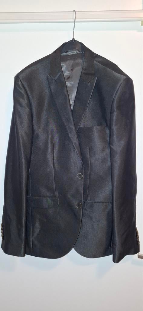Zwart herenpak - colbert, gilet en pantalon, Ophalen, Maat 52/54 (L), Onbekend, Zwart