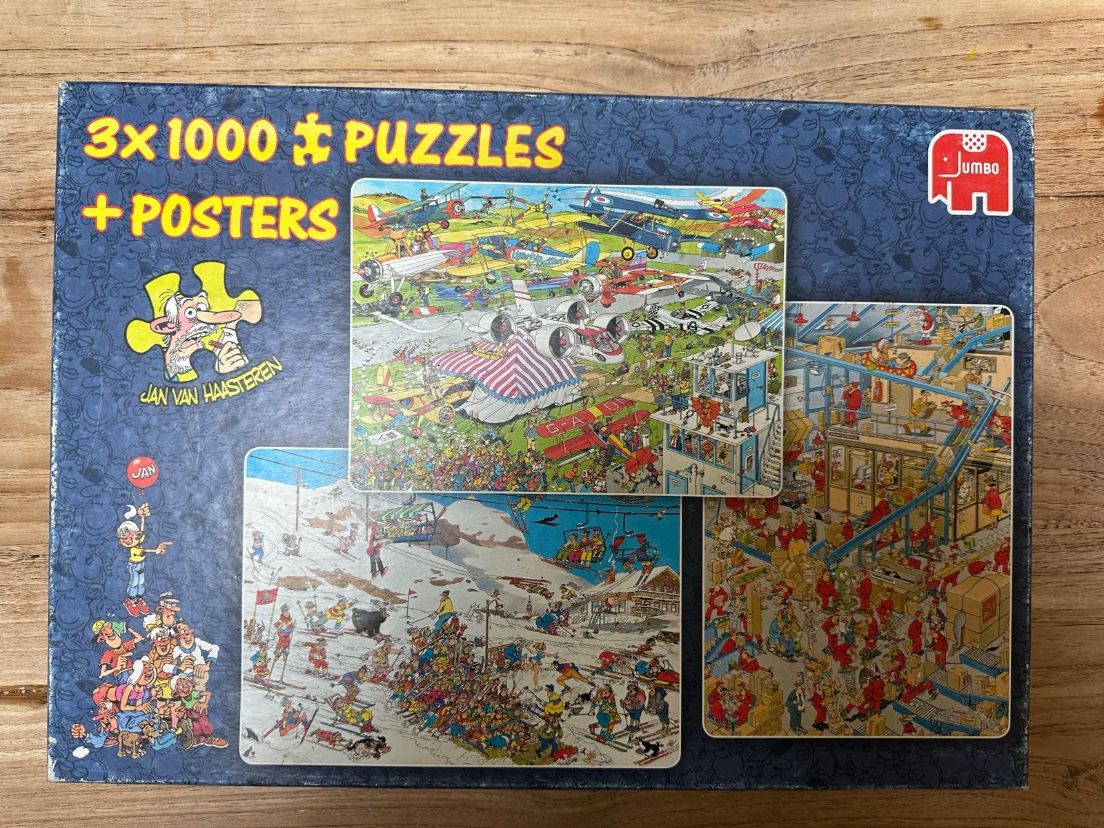 Jan van Haasteren 3x 1000 stukjes puzzels + posters, Ophalen, 500 t/m 1500 stukjes, Gebruikt, Legpuzzel