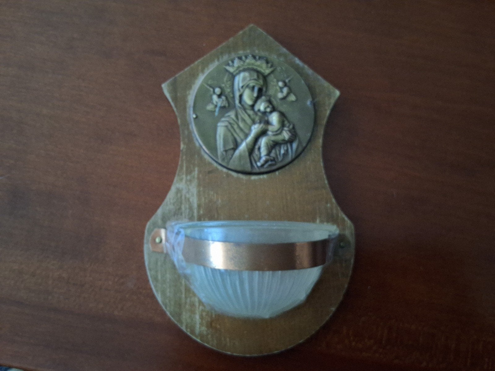 Vintage Wijwaterbakje met Maria en Kind, Ophalen of Verzenden