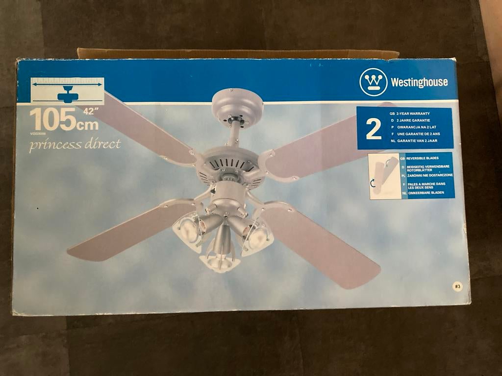 Westinghouse Princess Direct Plafondventilator 105cm, Ophalen of Verzenden, Nieuw, Plafondventilator