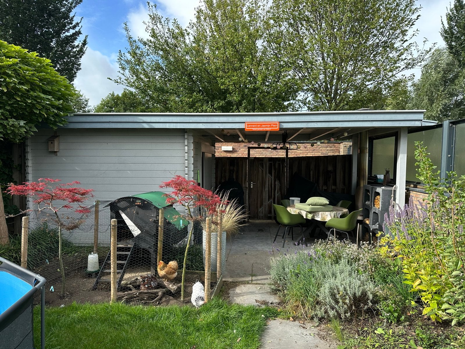 Houten Overkapping en schuur, Ophalen, Tuinhuis, 250 tot 500 cm, 1 raam
