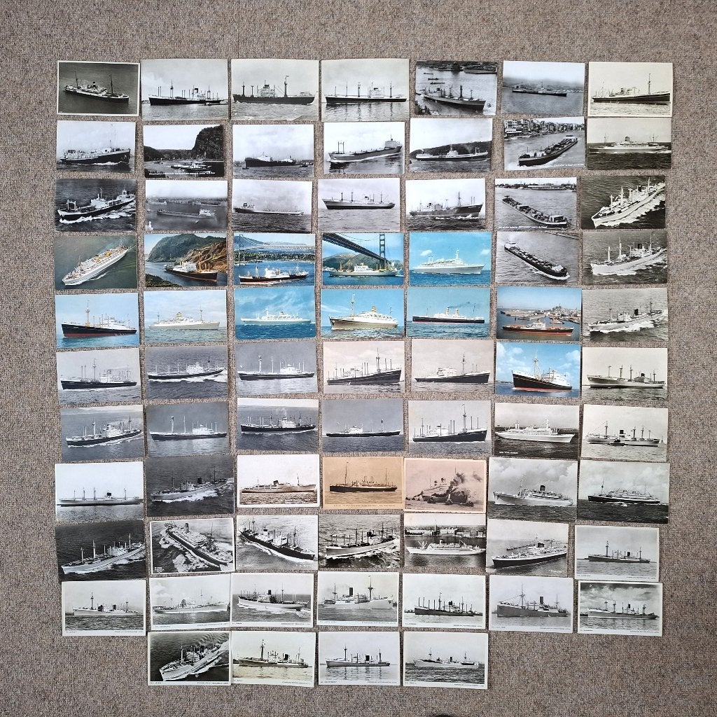 73 ansichtkaarten van schepen - periode 1950-1960, Verzamelen, Ophalen of Verzenden, Zo goed als nieuw, Motorboot, Kaart, Foto of Prent