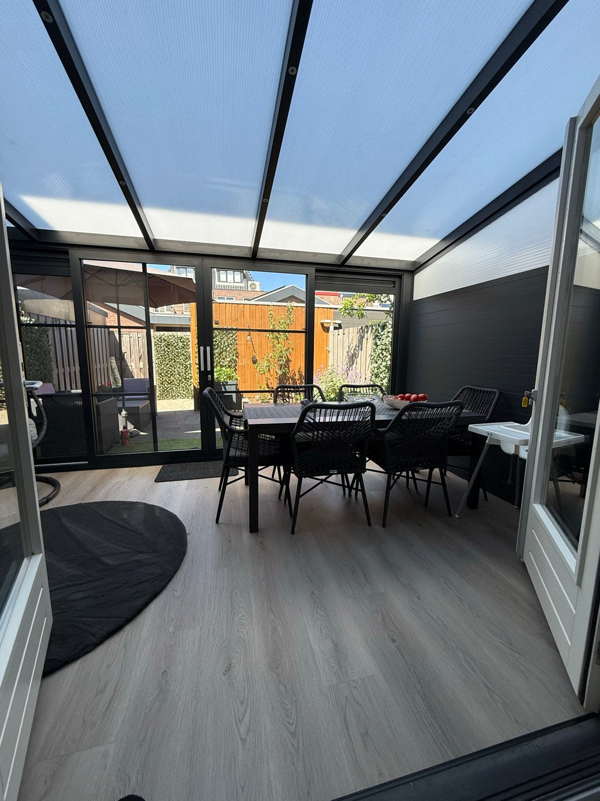 Moderne Tuinset Domani met 6 stoelen en tafel, Ophalen, Eettafel, 6 zitplaatsen, Zo goed als nieuw