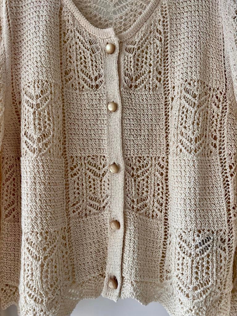 Zara Trui Maat L - Beige Gehaakte Cardigan, Ophalen of Verzenden, Zo goed als nieuw, Maat 42/44 (L), Beige