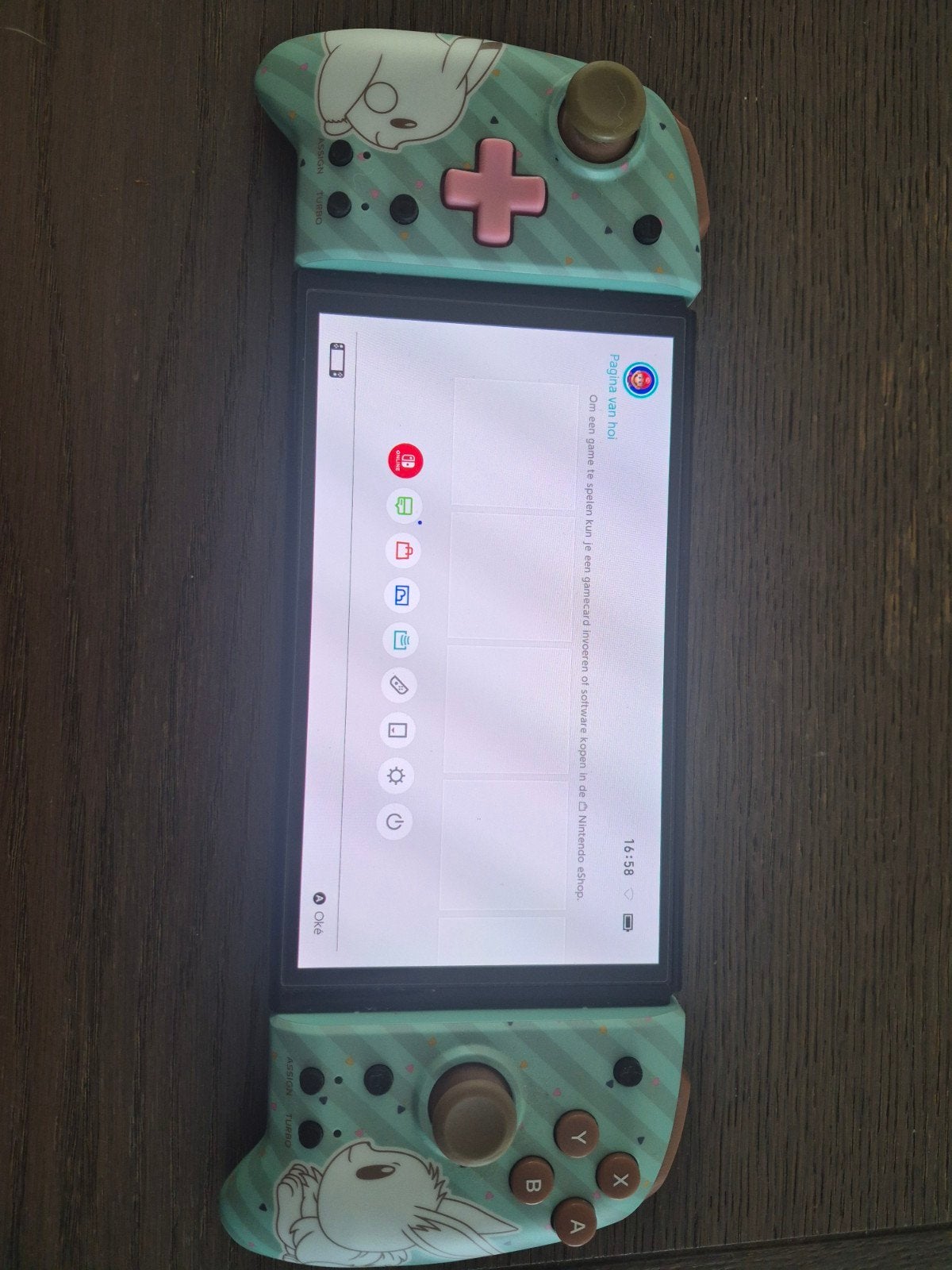 Nintendo Switch OLED met unieke Eevee-controllers, Ophalen, Zo goed als nieuw, Met 2 controllers, Switch OLED
