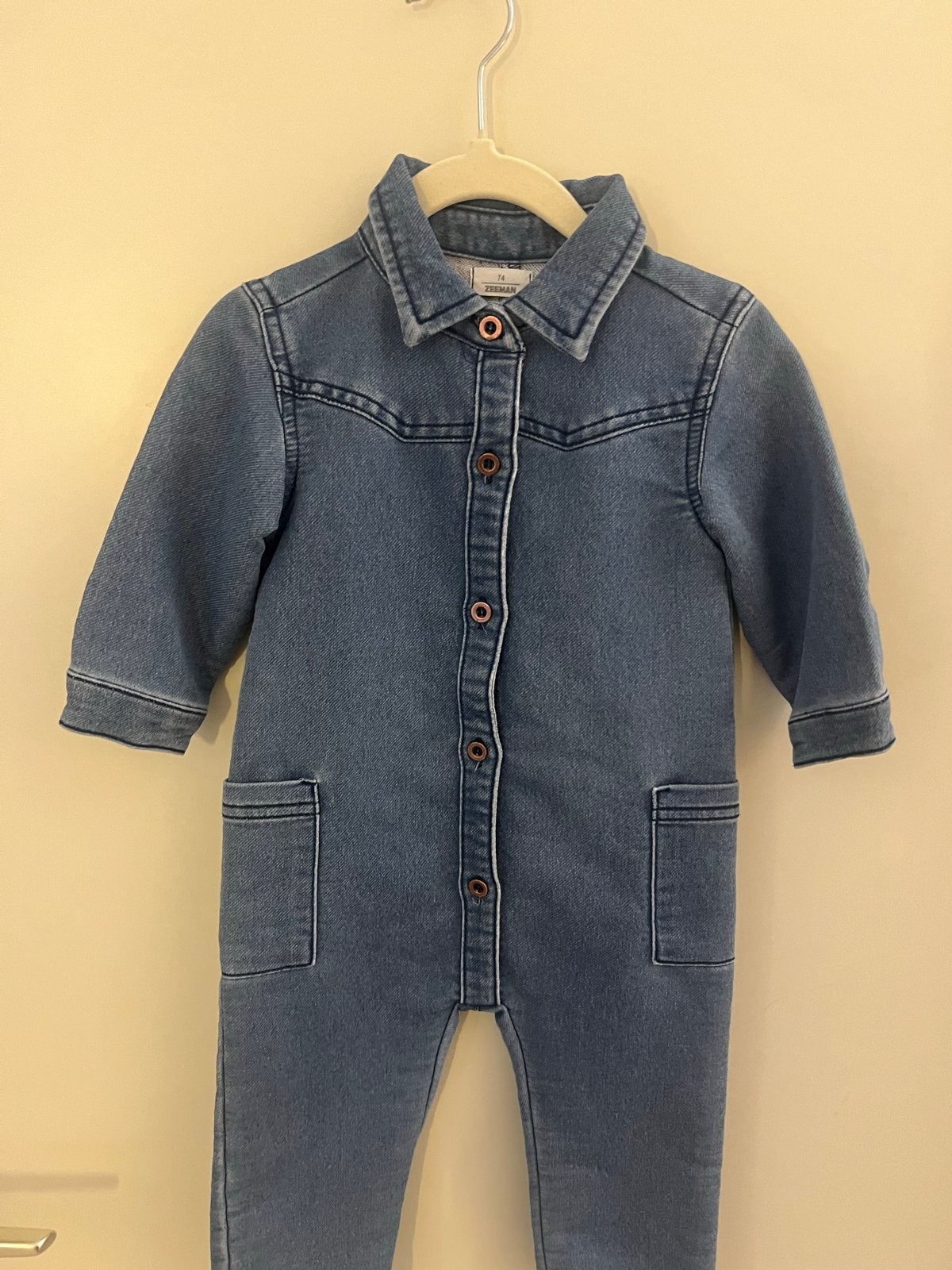 Zeeman denim jumpsuit maat 74, Ophalen of Verzenden, Gebruikt, Jongetje of Meisje, Pakje