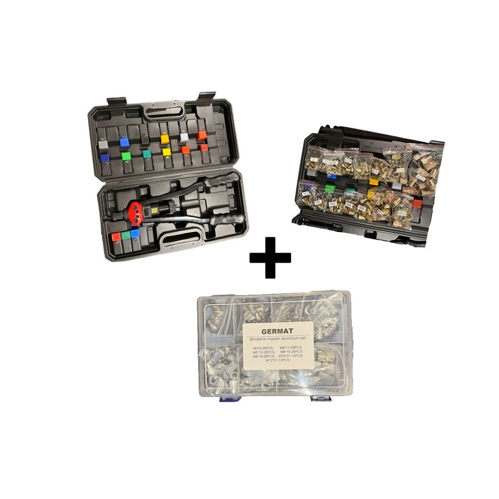 Germat complete blindklinkmoer set incl., Verzenden, Klantenservice@germat.nl, Gereedschap of Toebehoren, Nieuw