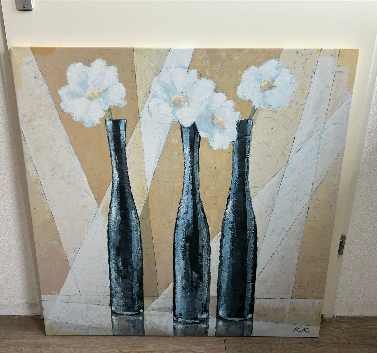 schilderij 'Rendezvous des Trois' van Karsten Kirchner, Ophalen of Verzenden, Print, Op houten frame, Bloemen
