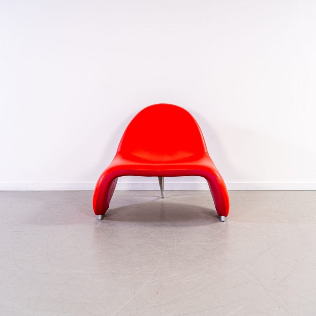 Leolux Sella Fauteuil Rood/Roze Leer, Huis en Inrichting, Fauteuils, Niet ingevuld, Zo goed als nieuw, Niet ingevuld, Niet ingevuld