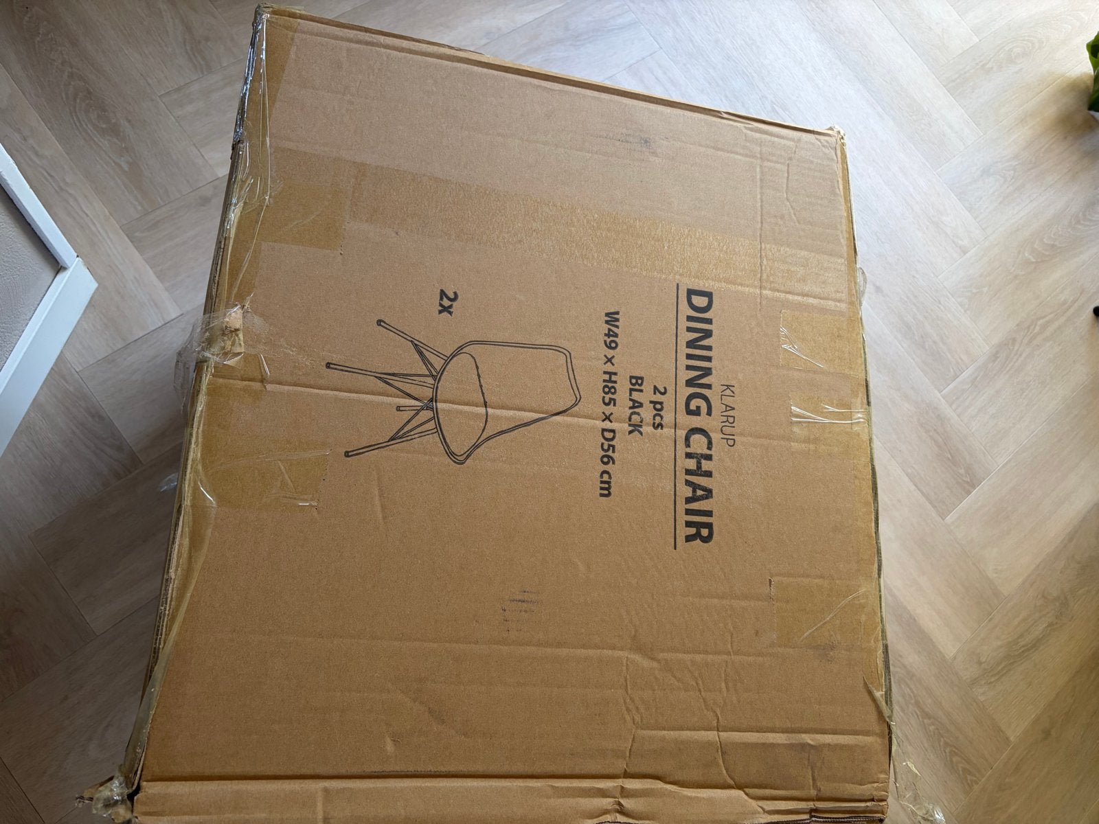 2x Klarup stoelen Jysk - Zwart kunstleer/zwart, Kunststof, Twee, Zwart, Ophalen of Verzenden