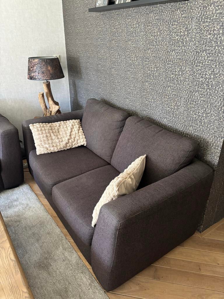 2 x comfortabele 2-zitsbank, donkergrijs stof, Huis en Inrichting, Banken | Bankstellen, Ophalen, Gebruikt, 150 tot 200 cm, Tweepersoons