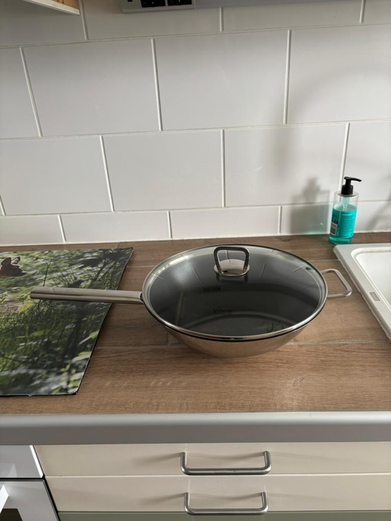 Wokpan met glazen deksel, Ophalen, Nieuw, Rvs, Wok