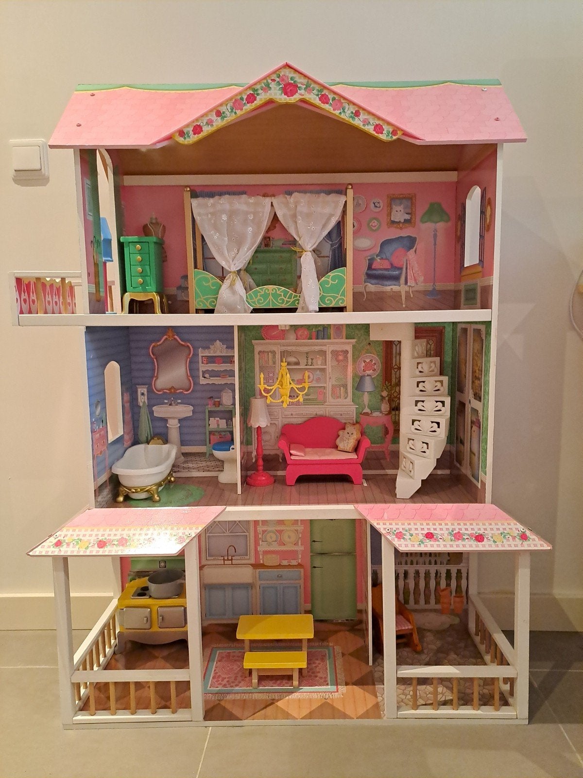 Mooi Kidkraft houten poppenhuis met meubeltjes, Ophalen, Gebruikt, Poppenhuis