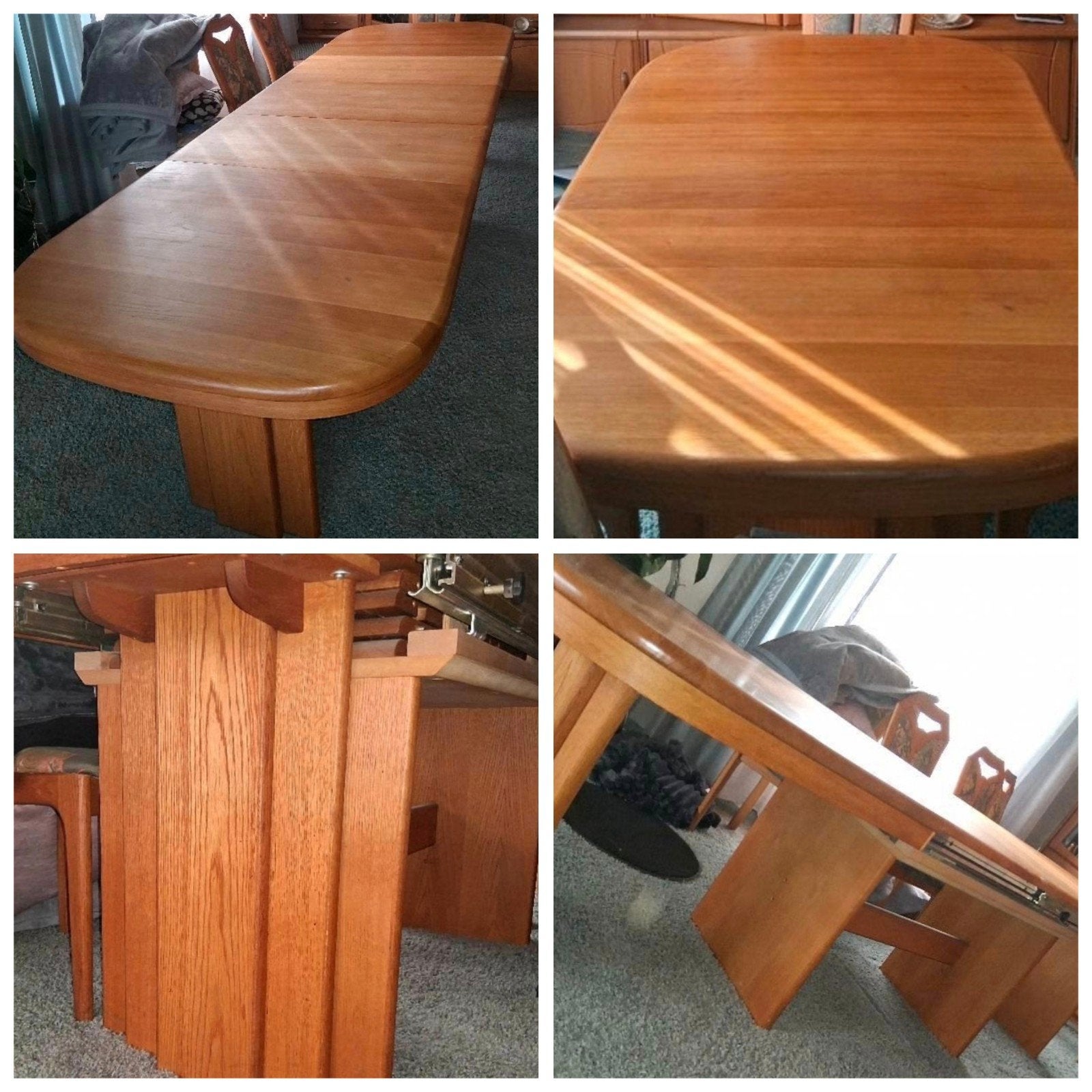 XXL Deense vintage teak uitschuif eettafel, Ophalen, Gebruikt, Teakhout, 200 cm of meer