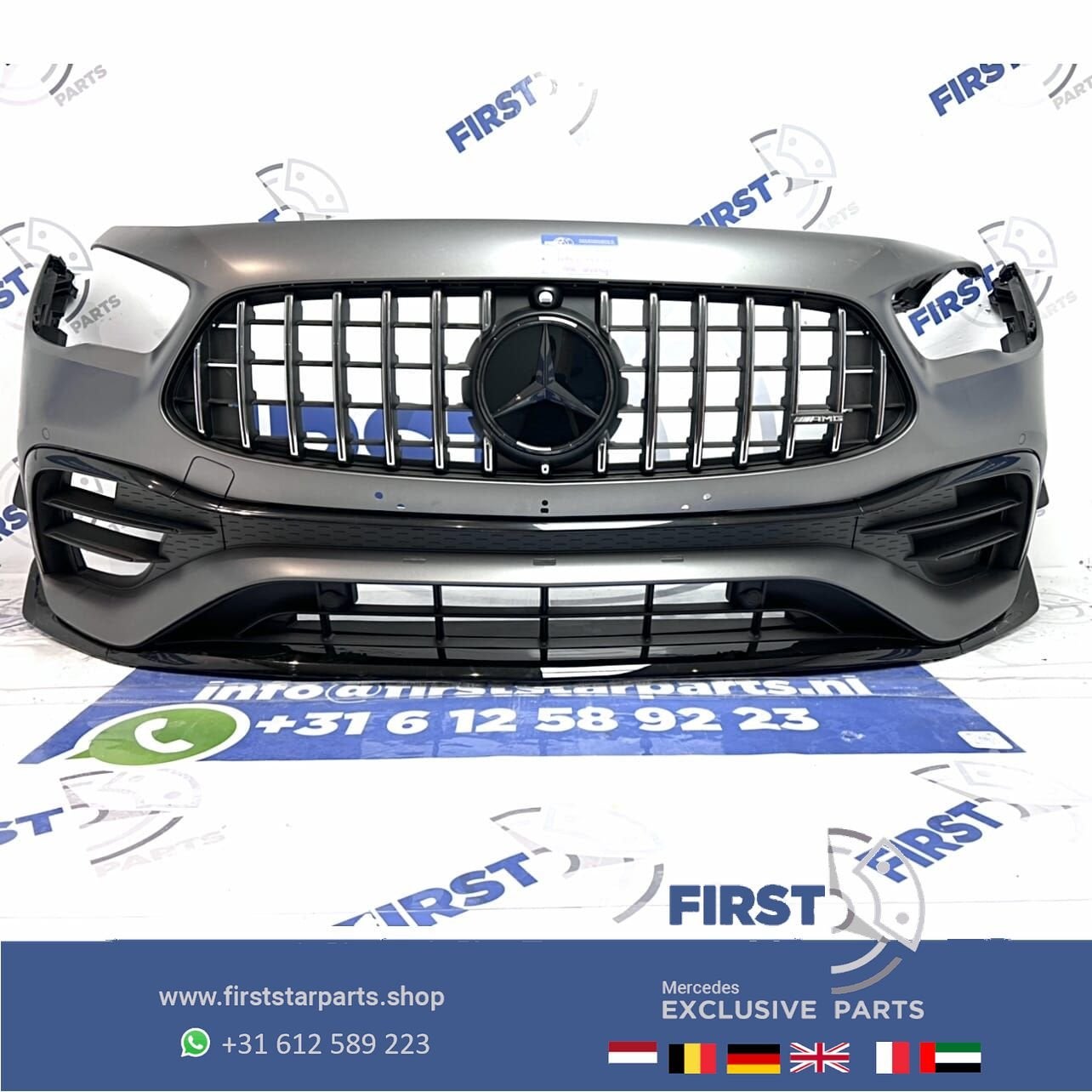 H247 W247 GLA 45 S AMG AERO VOORBUMPER MAGNO GRIJS + GT GRIL, Gebruikt, -, Voor, Ophalen of Verzenden