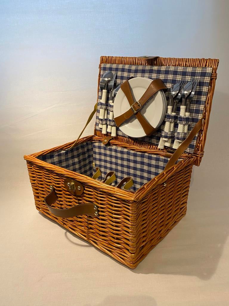 Vintage picknickmand met servies en bestek, Ophalen of Verzenden, Nieuw
