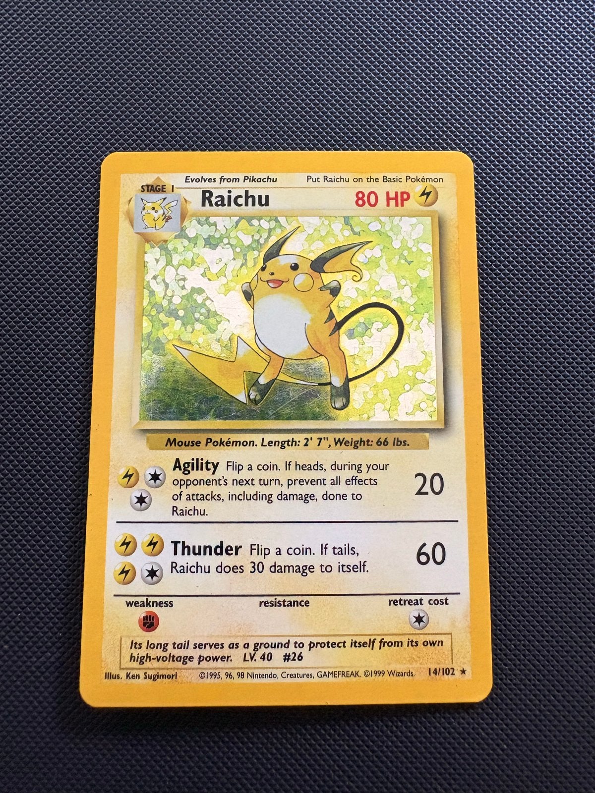 Raichu 14/102 Base Set Pokémon Kaart - Exc, Ophalen, Zo goed als nieuw, Losse kaart