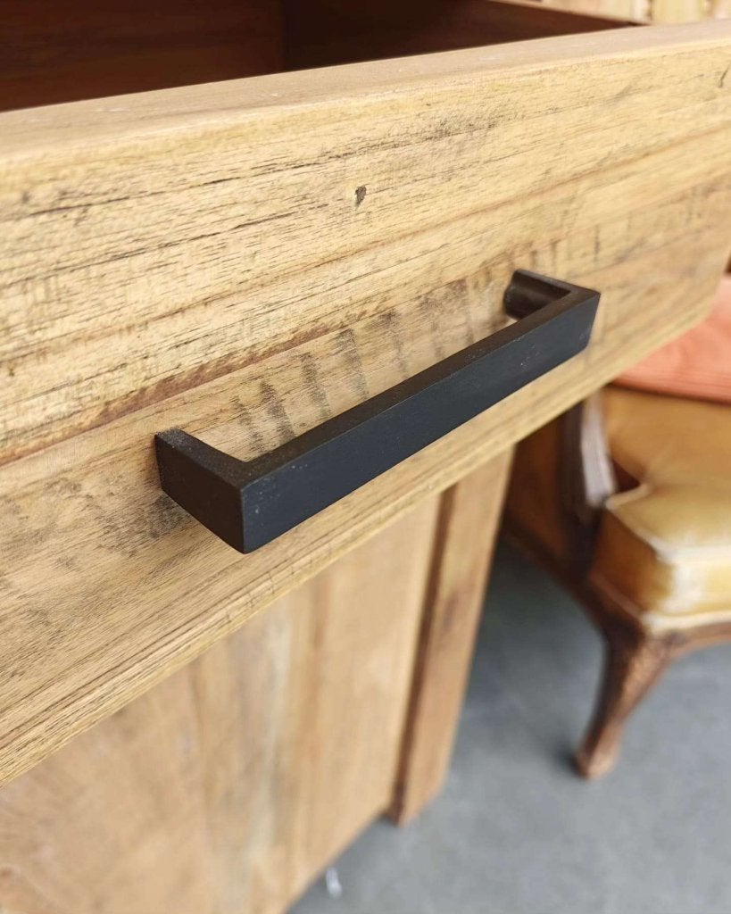 Grote robuuste vitrinekast | Buffetkast reclaimed teak #7556, Gebruikt, Met deur(en), -, 200 cm of meer