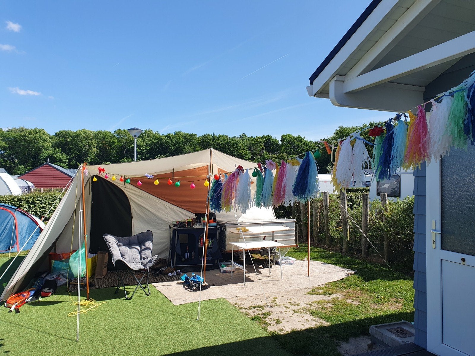 Holtkamper Cocoon membrane airco incl keuken en disseltafel, Caravans en Kamperen, Vouwwagens, Ophalen, Beige, Aanwezig, Holtkamper