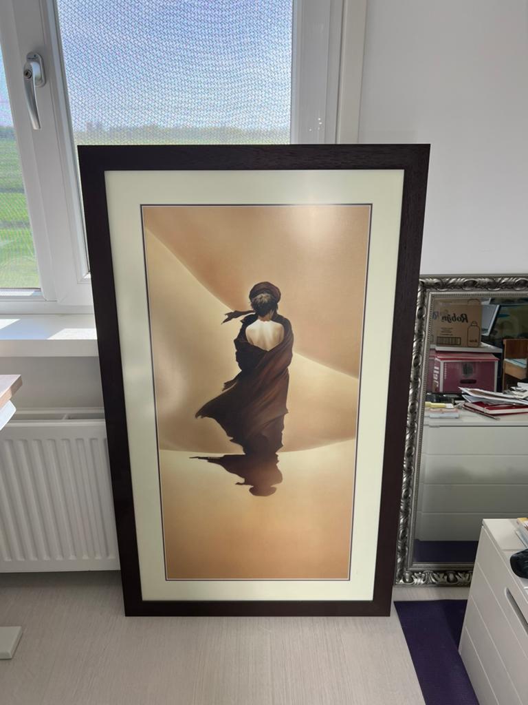 Ingelijste poster met crème passe partout 73x120, Ophalen, Zo goed als nieuw, Foto of Poster, 75 cm of meer