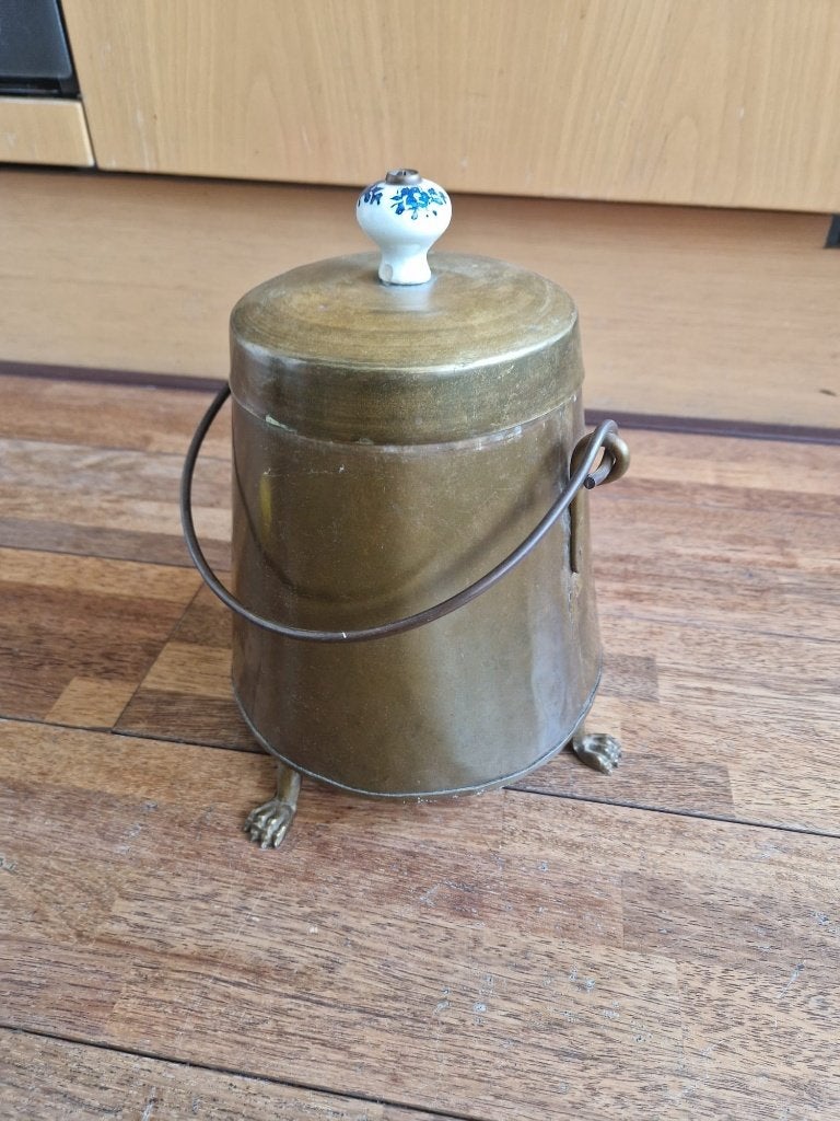 Koperen doofpot met porseleinen knop - antiek, Ophalen of Verzenden, Koper