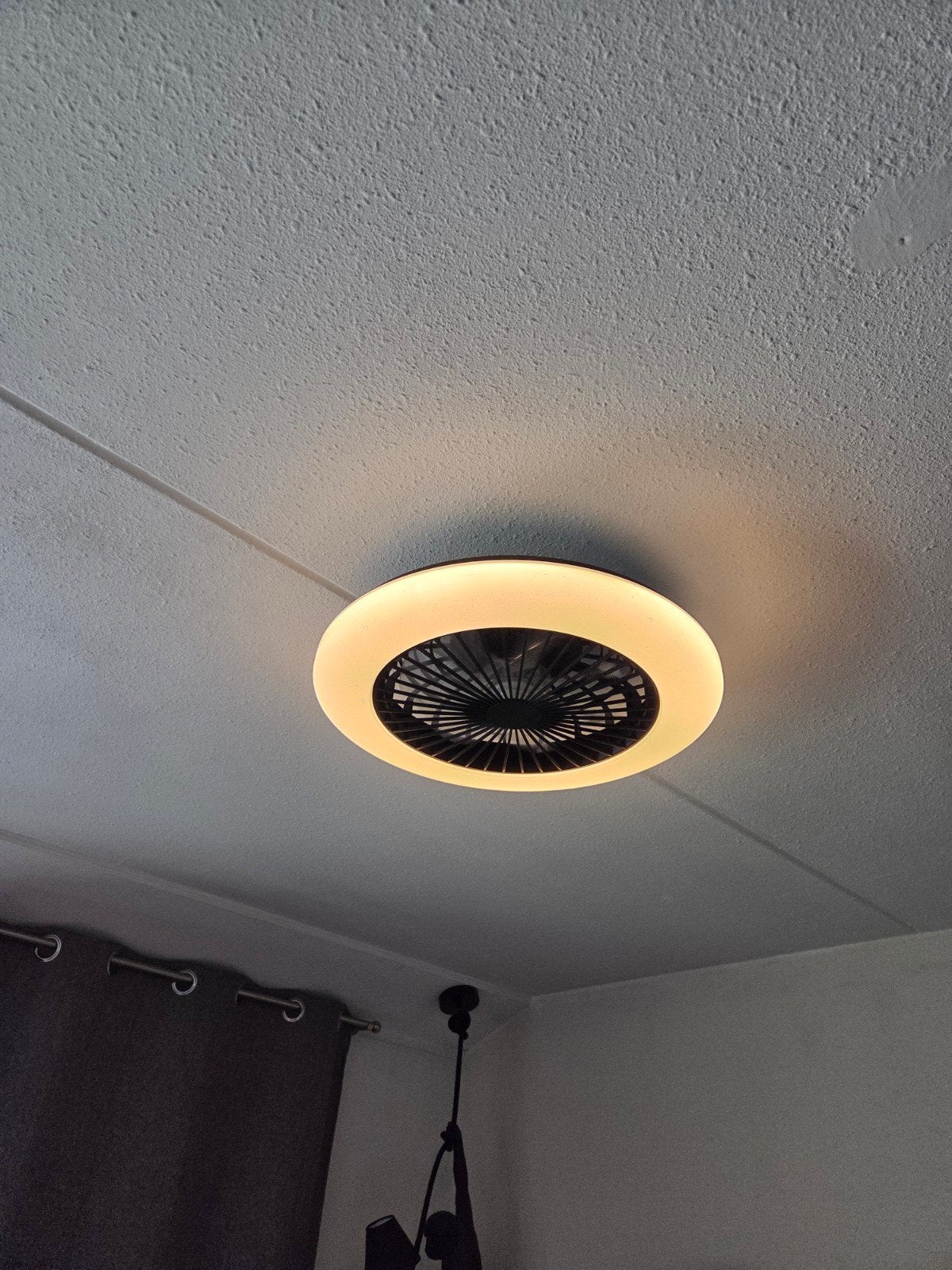 Plafondlamp met ventilator en RGB verlichting, Ophalen, Instelbare kleurtemperatuur, Kunststof, Modern