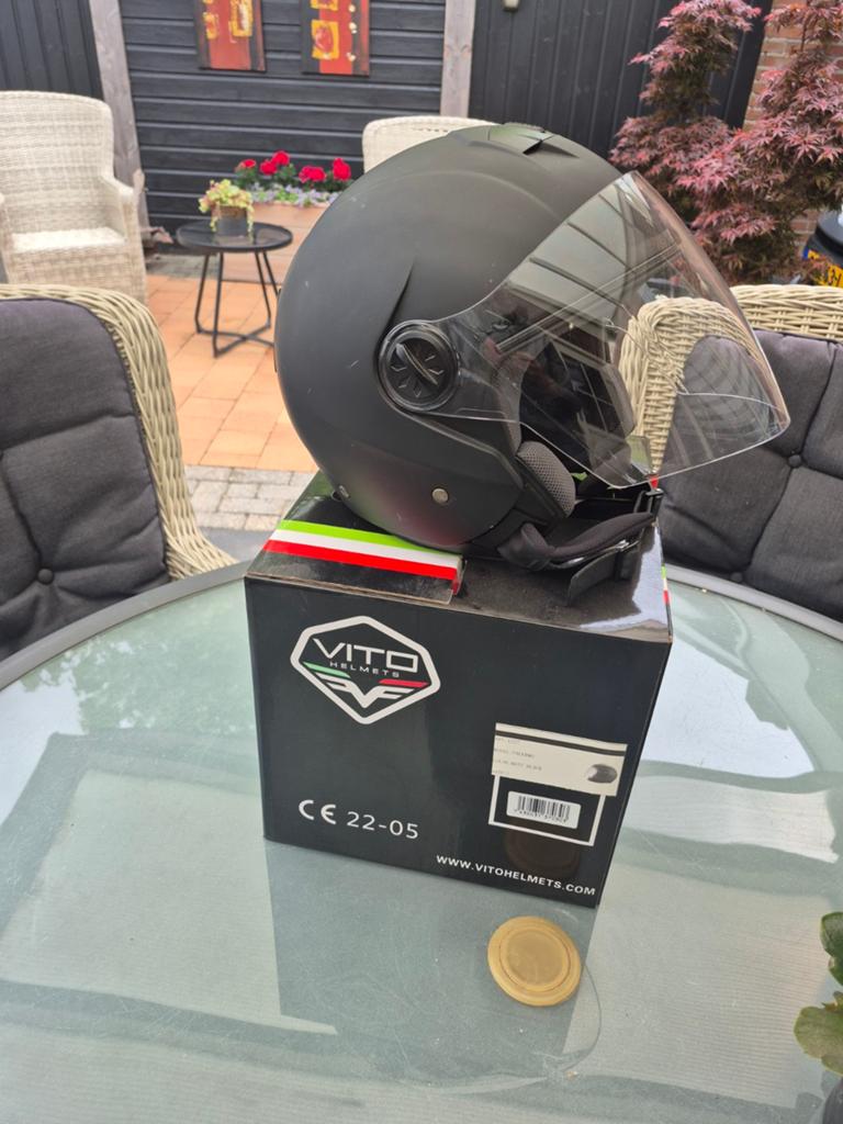 Vito Helmets Mat Zwarte Scooterhelm Maat M, Ophalen of Verzenden, Zo goed als nieuw, Large, Vito Helmets