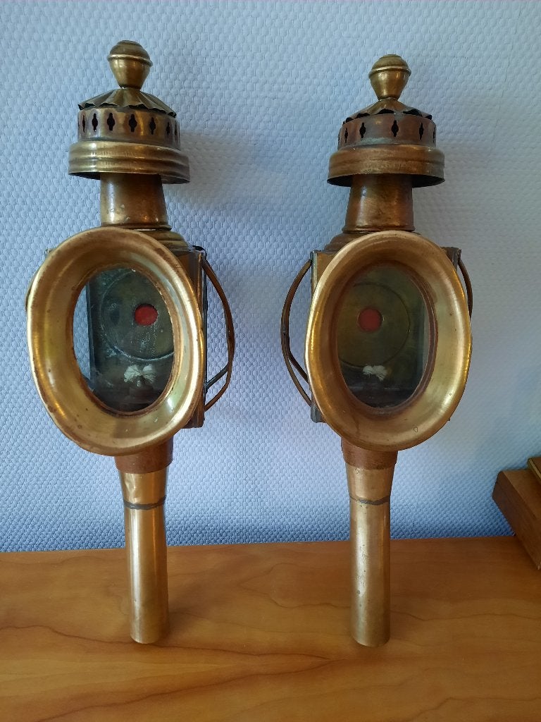 te koop 2 messing/koperen koetslampen, Ophalen of Verzenden