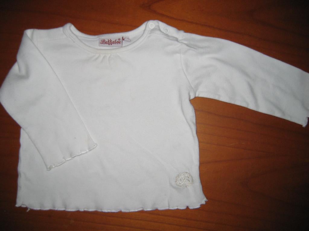 Wit shirt, 80, Bakkaboe, voor meisjes, Ophalen of Verzenden, Zo goed als nieuw, Meisje, Shirtje of Longsleeve