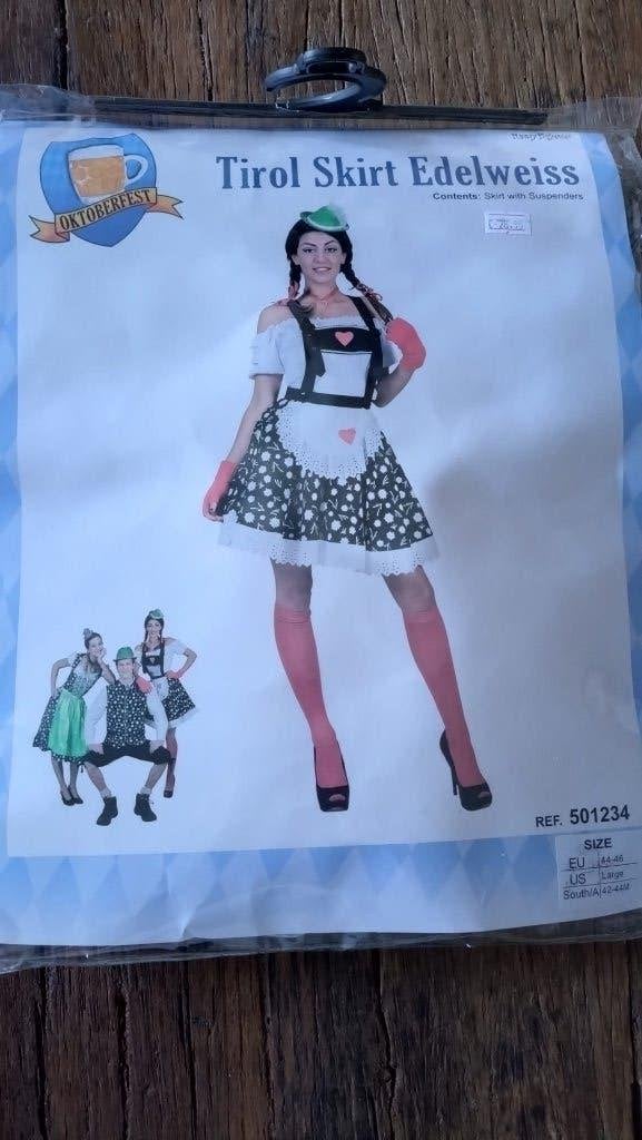 Tiroler rok Edelweiss met bijbehorende blouse, Carnaval, Maat 42/44 (L), Nieuw, Ophalen of Verzenden
