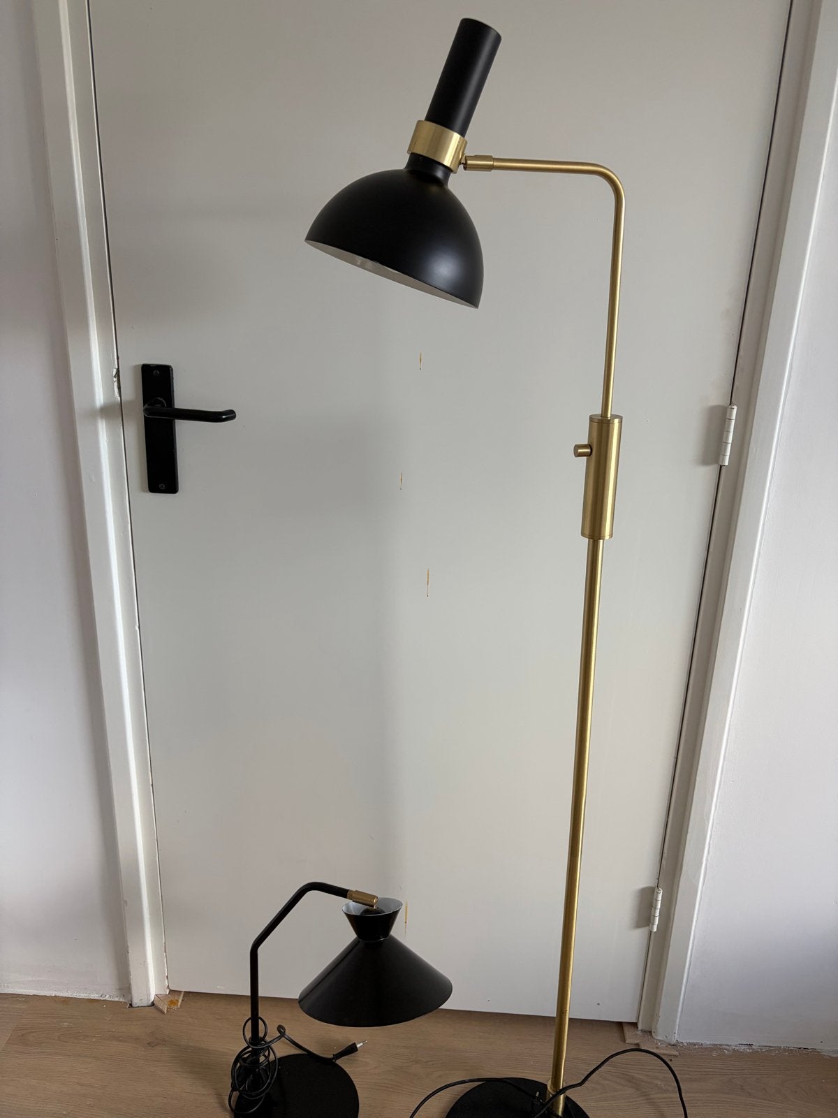 Wand/bureau/ staande lamp set Westwing. Zwart/goud/messing., Ophalen, E27 (groot), Zo goed als nieuw, Metaal