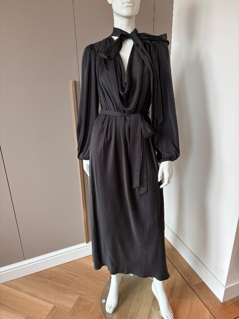 Zimmermann zwarte zijde Billow midi dress. Maat 1 (S), Maat 38/40 (M), Verzenden, Zwart, Zimmermann
