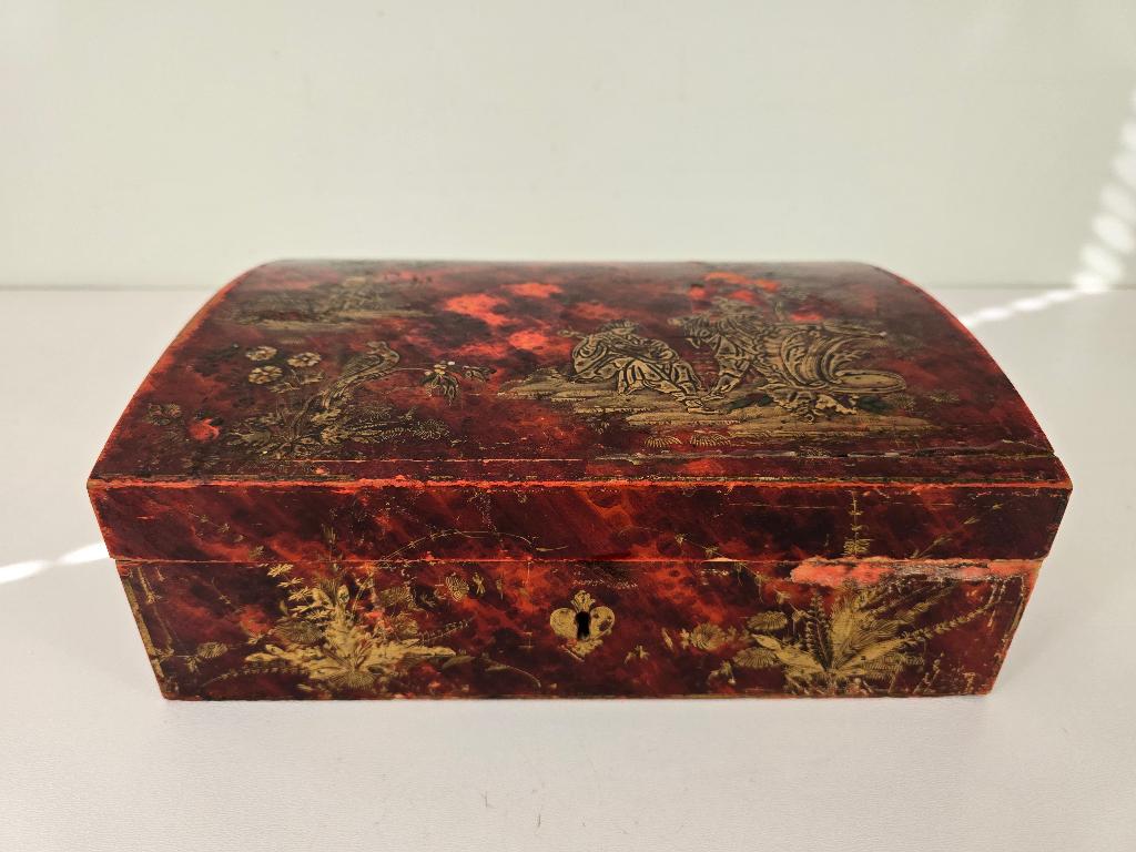Kist met prachtig decor, hout lak, China, 18e eeuw, Antiek en Kunst, Ophalen of Verzenden